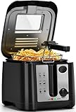 Aigostar Olivia - Freidora con capacidad de 2,5 L, 1650 W, libre de BPA, con ventana transparente, control de temperatura e indicador, negra