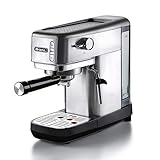 Ariete 1380 Cafetera de metal, compatible con café en polvo y monodosis ESE, 1300 W, capacidad 1,1 L, 15 bar de presión, filtro ½ tazas, dispositivo capuchino, plata