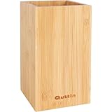 Quttin | Bote para Utensilios de Cocina en Bambú Natural Soporte Organizador de 10,5 x 10,5 x 18 cm | Bote Utensilios Cocina Elegante y Duradero Ideal para Almacenar Cucharas, Espátulas y Más