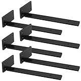 Riuog 6 soportes para estanterías flotantes invisibles en L, 25 CM soportes industriales de metal, soportes para estantes (negro)