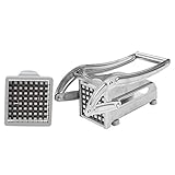 Cortador de Patatas Acero Inoxidable, Triturador Patata 2 Cuchillas Picadora Manual con Tecnología Antideslizante para Verdura Accesorios Freidora sin Aceite Cebolla Zanahoria Fruta Papa Trituradora
