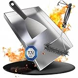 valuents Plancha – Plancha Placa de Acero Inoxidable – 40 x 30 cm – Adecuado para barbacoa de gas y barbacoa de carbón + Plus: cepillo y espátula para barbacoa, GP-BBQ-400