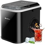 Máquina de Hielo de 120W, CUMEOD Máquina de Hacer Hielo Lista en 6 Minutos, 12kg /24h, Función de Autolimpieza Ice Maker con Pantalla LED & Sensor Infrarojo para el Hogar/Camping/Fiesta