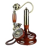 XHMCDZ Clásico Teléfono Vintage Europeo Antiguo Colgante Creativo Teléfono Retro Decoración del hogar Madera Maciza Antiguo Antiguo Cableado Teléfono Fijo Teléfono Fijo con botón pulsador Dial