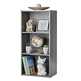 Iris Ohyama Estantería Moderna de Madera de 3 Niveles, 40cm Ancho, Gris, Exposición, Modular, Almacenamiento, para Sala de Estar, Habitación, Oficina, Espacio Ahorrado, Librería, Montaje Fácil,