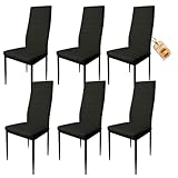 HOME DESIGN & CONFORT Pack de 6 Sillas de Comedor Tapizadas - (Black)