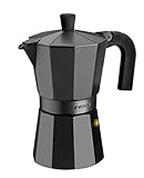 Monix M640001 Vitro Noir | Cafetera Italiana de Aluminio 1 Taza, Apta para Todo Tipo de cocinas Salvo inducción, Mango termoresistente, 1 Cups, Negro