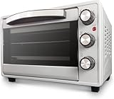 Grunkel - HR-23 - Horno eléctrico multifunción de sobremesa de 23l con 3 funciones de calor y selector de temperatura hasta 230ºC. Temporizador hasta 60 min - 1600W (Gris Plata)