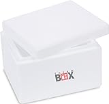 THERM-BOX Caja térmica de espuma de poliestireno Caja térmica para alimentos y bebidas - Enfriador y calentador de espuma de poliestireno (24x20x15,5cm - 2,39L de volumen) Reutilizable