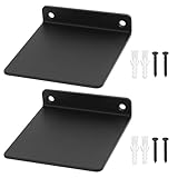 2 Pcs Estanteria Pared Negro Pequeño, Estantes de Pared, Baldas Flotantes Pared Metálica, Estantes Flotantes de Pared, Baldas Pared, Estante Pared Estanteria Flotante para Cocina Baño, 11x10x2.3cm