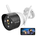 Tenda Camara Vigilancia Domicilio WiFi Exterior Interior - Visión Nocturna en Color 30m, Cámara Bala de Seguridad, Control App, AI Detección Humana Audio Bidireccional, Compatible con Alexa, CT3 1080P
