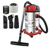STAHLMANN VAC3300 - Aspiradora industrial en seco (depósito de 30 L, enchufe integrado, potente 3300 W, con y sin bolsa, función de soplado, conexión a máquina, dispositivo profesional