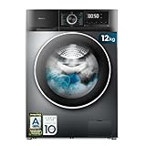 Cecotec Lavadora 12Kg Carga Frontal Bolero DressCode 12500 Inverter Steel. 1400rpm, 16 Programas, Clase A-20%, Bajo Consumo, Motor Inverter Plus, Vapor, Pearl Drum, Delay Start, Drum Clean y Stop&Go
