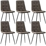 ANVOFONG Pack De 6 Sillas De Comedor,Tejido Técnico Sillas Cocina,con Base MetáLica Silla Acolchada,Sillas Salon,Adecuado para Comedores, Salones, Cocinas, Dormitorios,Marrón Oscuro