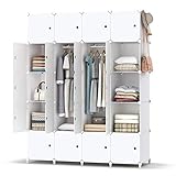 HOMIDEC Armario Modular, Guardarropa portátil de 20 Compartimentos para Dormitorio, Armario con Barra para Colgar Ropa, Compartimentos más Profundos Aptos para Perchas