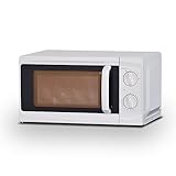 Techomey 700W Horno Microondas Pequeño con Control Manual, Horno Microondas de Encimera con 6 Niveles de Potencia, Horno Microondas Blanco Compacto, 17L, Fácil de Limpiar