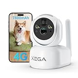 Xega 3G/4G LTE Cámara de Vigilancia Interior con Tarjeta SIM, 2K Batería Recargable Cámara PTZ, Visión Nocturna a Color, Detección de PIR, Audio Bidireccional, IP65