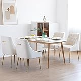 LONXIU Sillas Comedor Pack 4 de Terciopelo, Sillas de Comedor Modernas, con Asiento Acolchado y Respaldo ergonómico con Patas Metálicas para Cocina/Salón/Restaurante (Beige)