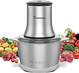 NWOUIIAY Picadora de Carne y Verduras 600W Trituradora de Eléctrica Alimentos Con Cuenco de Acero Inoxidable 2L Picadora de Carne Con 2 Niveles de Velocidad y 4 Cuchillas de Acero Inoxidable