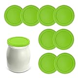 Wasnsc 8 vasos de yogur, tapas de silicona, tapas reutilizables, para vasos de yogur de 9,8 cm de diámetro, color verde