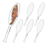 Relaxdays Set 6 Parrillas para Pescado, Besugueras Barbacoa, Acero Inoxidable, con Mango, 54 cm Largo, BBQ, Plateado, 1,5 x 54 x 12,5 cm