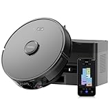 EUREKA E6 Plus Robot Aspirador y Fregasuelos, 5000Pa Succión Potente, Base de Vaciado Automático 2.5L,Sistema LiDAR preciso, Control por App, Diseño Anti-enredo, Ahorrador de Espacio,Mapa Multicapa