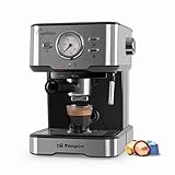 Orbegozo EX 5500 - Cafetera espresso y cappuccino, 20 bar de presión, Termómetro, depósito extraíble 1,5 L, vaporizador, 1100 W, Multicolor