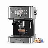 Orbegozo EX 5500 - Cafetera espresso y cappuccino, 20 bar de presión, Termómetro, depósito extraíble 1,5 L, vaporizador, 1100 W, Multicolor