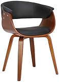 CLP Silla De Comedor Bruce De Madera Acolchada & Tapizada En Polipiel I Butaca De Salón Moderna con Base De 4 Patas, Color:Negro