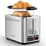 KEENSTAR - tostador de 2 rebanadas, tostador inteligente de pan de acero inoxidable para bagel
