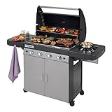 Campingaz 4 Series Classic LS Plus Barbacoa a gas, 4 quemadores de acero Inoxidable, 12.8kW, Sistema de limpieza InstaClean, 4 Ruedas, Color Negro, Gris, 160 x 59.8 x 115.6 cm