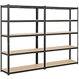 Yaheetech Set de 2pcs de Estantería Metálica de Almacenaje Industrial 180x120x45cm Carga de 875 kg Estante de Almacenamiento para Garaje Taller Sótano 5 Niveles