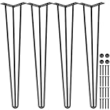 VEVOR Patas de mesa de horquilla de 28 pulgadas, color negro, juego de 4 patas de escritorio, capacidad de carga de 880 libras (cada una de 220 libras), patas de escritorio de horquilla, 3 varillas