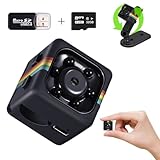 Bextgoo Mini Camara Espia Sin WiFi, 1080P Camara Vigilancia Sin WiFi con Tarjeta de TF de 32GB, Visión Nocturna, Soporte Rotatorio de 360°, para Viajes, Ciclismo, Seguridad Interior y Exterior