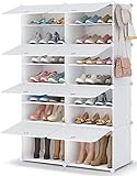 HOMIDEC Zapatero, 7 Niveles Mueble Zapatero Blanco para 28 Pares, Zapatero Armario para Dormitorio Sala de Estar