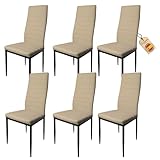 HOME DESIGN & CONFORT Pack de Sillas de Comedor Tapizadas - para Cocina (Beige, 6)