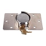 Candado de Seguridad Hasp Kit, Base de Acero Resistente de 73 mm, Candado con Grillete Oculto y Aldaba, para Furgonetas, Camiones, Puertas, Plata