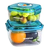 Aigostar - Recipientes para envasar al vacío. Conservación y almacenamiento de alimentos. Pack de 2 unidades de distintos tamaños, material duradero de grado alimentario. Color azul