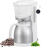 Clatronic KA 3327 Weiss Cafetera de Goteo con Jarra Termo, Capacidad 8-10 Tazas 1 litro, Blanca Plata, 870W, 870 W, 10 Cups, plástico