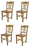 Tommychairs - Set 4 sillas Silvana para cocina y comedor, estructura en madera de haya color roble y asiento en madera