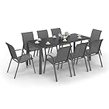IDMarket - Salón de jardín (190 cm, 8 sillas apilables, color gris antracita