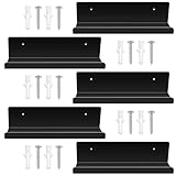 qxayxa 5 Pcs Estanteria Pared Negra, Acrílico, 32cm Baldas Pared, Estanterias de Baño Cocina, Estantes Flotantes para Oficina Marcos de Fotos(Negros)