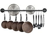 OROPY Utensilios de Cocina del Soporte de la Pared, 100cm Planchar del Barra Colgador Que cuelga el Estante con 14 Ganchos (Negro)