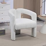 YUMEIGE Silla de comedor de diseño moderno de tela de peluche familiar, respaldo abierto, sillón de cocina moderno para sala de comedor (beige)