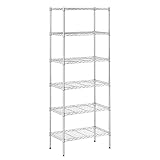 Furinno Wayar Estante de Almacenamiento de Metal, Acero Inoxidable, Metalizado, 6-Tier, 23 x 13 x 59