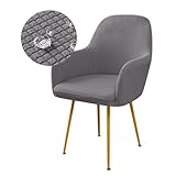 Highdi Impermeable Cubiertas de Sillas para Comedor Jacquard Fundas para Sillas Comedor con Brazos Escandinavo Butacas Sillón Fundas Sillas Oficina Cocina Chair Covers (Gris Oscuro,1 Pieza)