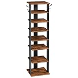 HOOBRO Estante Zapatero, Estante para Zapatos de 8 Niveles, Organizador de Zapatos, Ahorro de Espacio, Estructura Metal, para Entrada, Salón, Dormitorio, Marrón Rústico y Negro EBF07XJ01G1