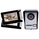 Videoportero con sistema de intercomunicación esencial, kit de intercomunicación con 2 cables, monitor a color de 7 pulgadas y cámara gran angular, visión nocturna, instantánea/grabación automática
