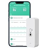 Phovolt Sensor termómetro higrómetro wifi para el hogar. Monitor de sensor de humedad de temperatura inalámbrico para interiores y exteriores con alerta de notificación de aplicación remota, funciona