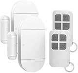 Shackcom 2pcs Alarma para Puertas y Ventanas con Control Remoto para casa con Sensor Magnético Inalámbrico para Sistema de Seguridad para el hogar - Antirrobo Detectores Sirenas con Pilas-130db